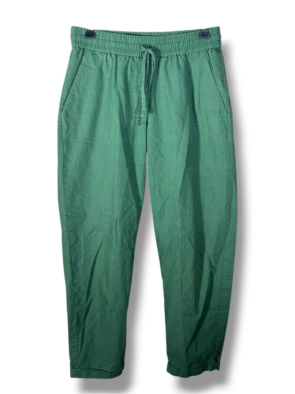 Women’s J.Crew Factory Hunter Green Linen Cotton Pull On Pants Size 4